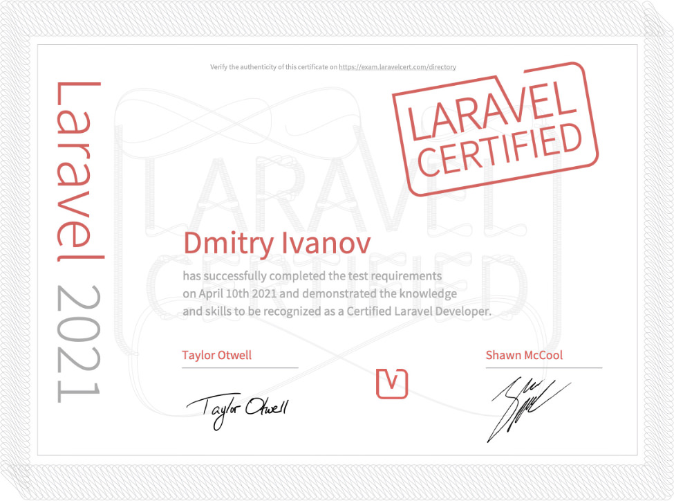 Certified Laravel Developer