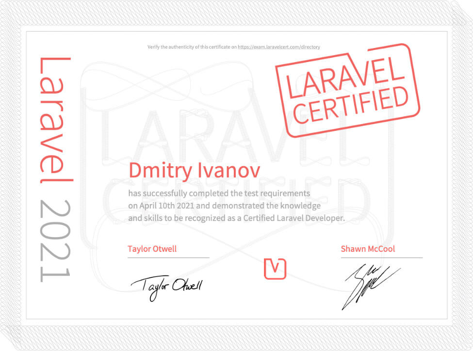 Certified Laravel Developer